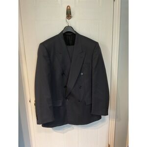 Savile Row Suit Mens Gray Excellent Double Breasted Pinstripe Made in Canada